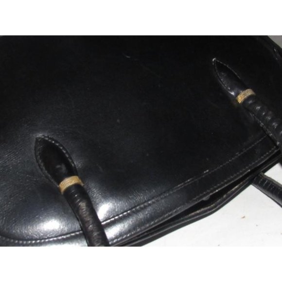 Gucci Vintage Buttery Soft Black Leather Satchel Top Handle - Picture 7 of 12